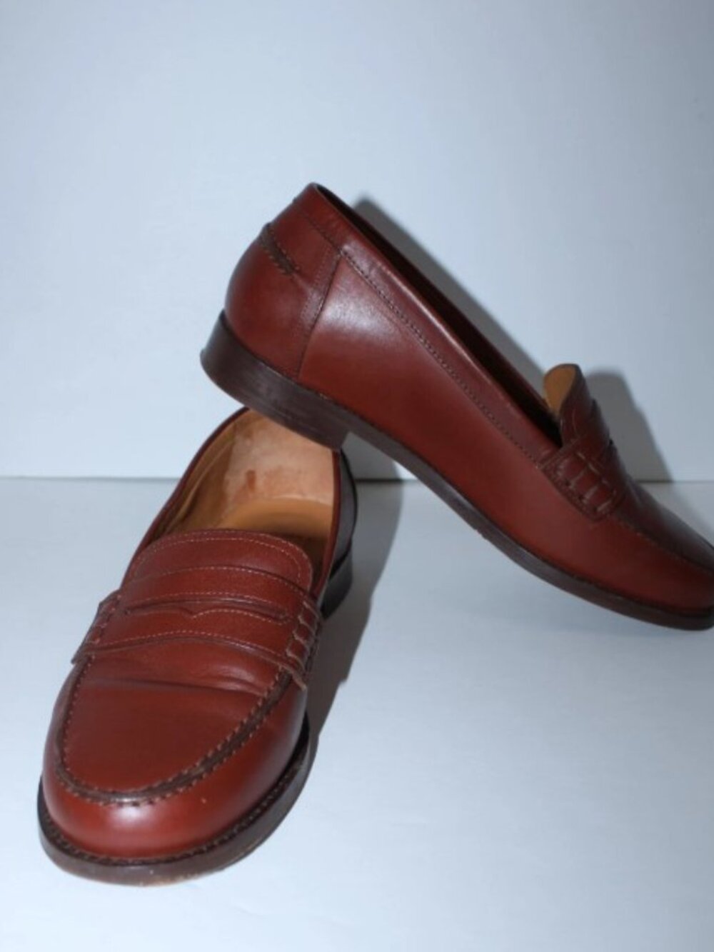 Sezane Women's Size 38/US 7 Brown Andrea Natural Heritage Leather Penny Loafers - Picture 8 of 11